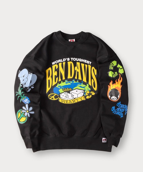 BEN DAVIS（ベンデイビス）の「【BENDAVIS／ベンデイビス】BEN AROUND THE WORLDCREW ロゴプリントスウェット/バックプリント/アームプリント/ビッグシルエット（スウェット・メンズ・ブラック/パープル/ダークブルー/アッシュグレー・M/L/XL）」の5枚目の写真