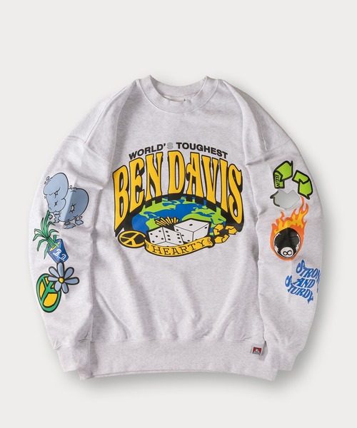 BEN DAVIS（ベンデイビス）の「【BENDAVIS／ベンデイビス】BEN AROUND THE WORLDCREW ロゴプリントスウェット/バックプリント/アームプリント/ビッグシルエット（スウェット・メンズ・ブラック/パープル/ダークブルー/アッシュグレー・M/L/XL）」の7枚目の写真