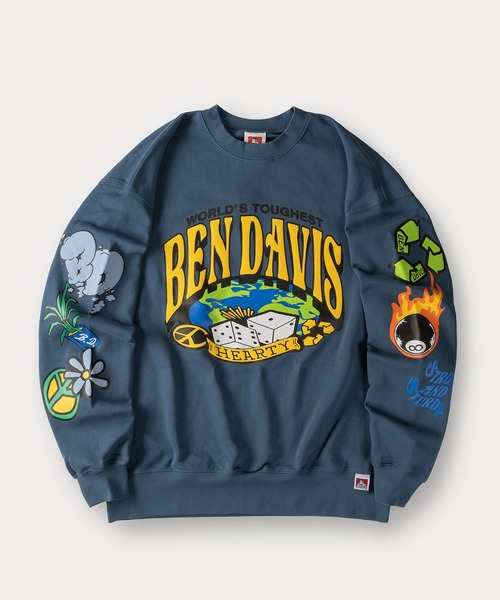 BEN DAVIS（ベンデイビス）の「【BENDAVIS／ベンデイビス】BEN AROUND THE WORLDCREW ロゴプリントスウェット/バックプリント/アームプリント/ビッグシルエット（スウェット・メンズ・ブラック/パープル/ダークブルー/アッシュグレー・M/L/XL）」の11枚目の写真