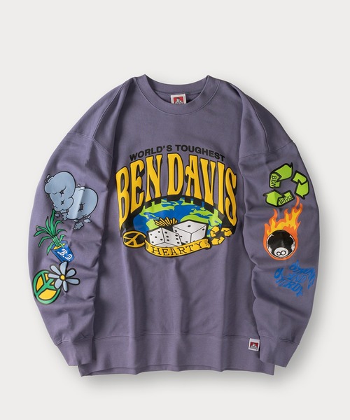 BEN DAVIS（ベンデイビス）の「【BENDAVIS／ベンデイビス】BEN AROUND THE WORLDCREW ロゴプリントスウェット/バックプリント/アームプリント/ビッグシルエット（スウェット・メンズ・ブラック/パープル/ダークブルー/アッシュグレー・M/L/XL）」の9枚目の写真