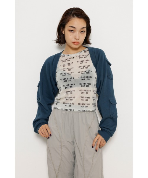 LAGUA GEM（ラグアジェム）の「SLEEVE POCKET スウェットボレロ（カーディガン/ボレロ・レディース・ネイビー/カーキ/チャコールグレー・FREE）」の19枚目の写真