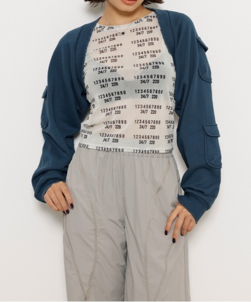 LAGUA GEM（ラグアジェム）の「SLEEVE POCKET スウェットボレロ（カーディガン/ボレロ・レディース・ネイビー/カーキ/チャコールグレー・FREE）」の7枚目の写真