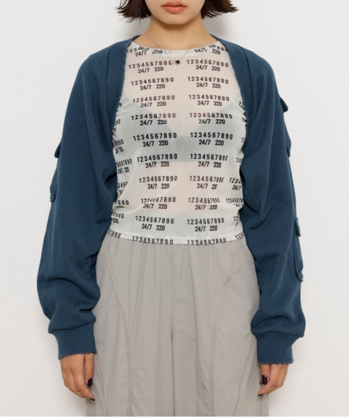 LAGUA GEM（ラグアジェム）の「SLEEVE POCKET スウェットボレロ（カーディガン/ボレロ・レディース・ネイビー/カーキ/チャコールグレー・FREE）」の9枚目の写真