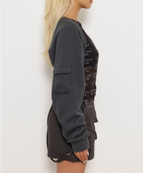 LAGUA GEM（ラグアジェム）の「SLEEVE POCKET スウェットボレロ（カーディガン/ボレロ・レディース・ネイビー/カーキ/チャコールグレー・FREE）」の13枚目の写真