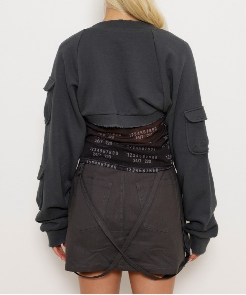 LAGUA GEM（ラグアジェム）の「SLEEVE POCKET スウェットボレロ（カーディガン/ボレロ・レディース・ネイビー/カーキ/チャコールグレー・FREE）」の15枚目の写真