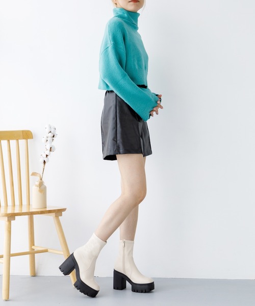 attagirl（アタガール）の「厚底バルキーストレッチブーツ（ブーツ・レディース・アイボリー/ブラック系その他/ブラック・L/M/S/LL）」の14枚目の写真