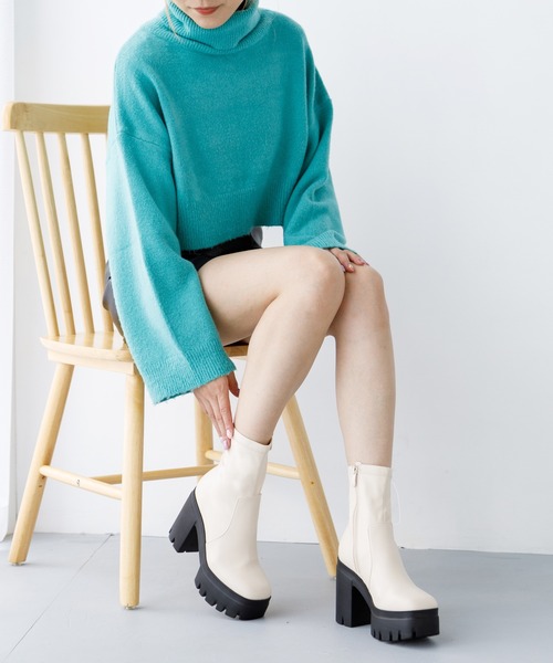 attagirl（アタガール）の「厚底バルキーストレッチブーツ（ブーツ・レディース・アイボリー/ブラック系その他/ブラック・L/M/S/LL）」の17枚目の写真