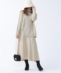 folka（フォルカ）の「Z-2-SP 8E34 プルオーバー フレアスカート セットアップ  ニット ハイネック ニットスカート（ニット/セーター）」