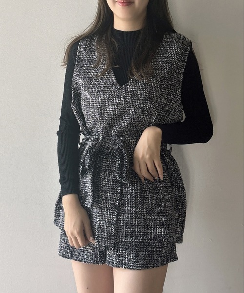 NOMAE(ノーマエ)の「ニットセット Vネックベスト(ベスト・レディース・ブラウン/グレー/ホワイト系その他/ブラック系その他/ブラック・FREE)」の4枚目の写真