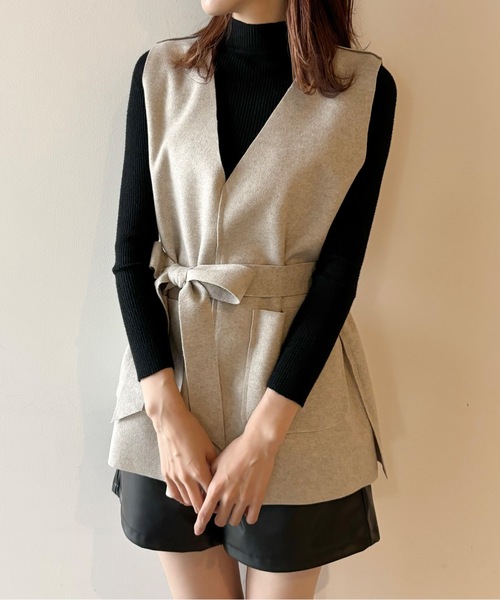 NOMAE(ノーマエ)の「ニットセット Vネックベスト(ベスト・レディース・ブラウン/グレー/ホワイト系その他/ブラック系その他/ブラック・FREE)」の5枚目の写真