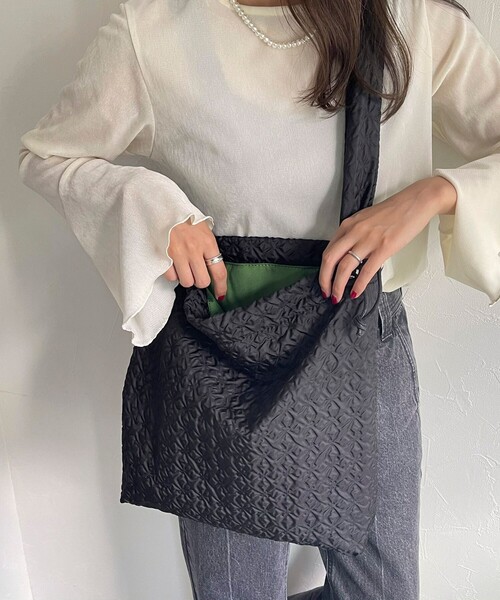 EARTH MADE（アースメイド）の「【EARTH MADE/アースメイド】フクレジャガードトートバッグ（トートバッグ・レディース・ライトグリーン/アイボリー/ブラック・FREE）」の2枚目の写真