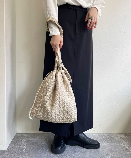 EARTH MADE（アースメイド）の「【EARTH MADE/アースメイド】フクレジャガードトートバッグ（トートバッグ・レディース・ライトグリーン/アイボリー/ブラック・FREE）」の7枚目の写真