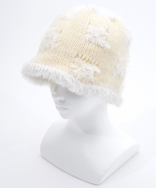 ◆MICHAA ニットブロックパッド セール】an meets zakka マーブルミックスニットバブーシュカ