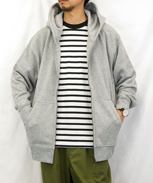 Burner（バーナー）の「【GROOVY STORE】ZIPパーカー　裏起毛（パーカー・メンズ・杢グレー/ライトブラック/ホワイト/ブラック・L/M/LL/4L/3L）」の4枚目の写真