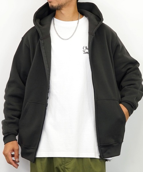 Burner（バーナー）の「【GROOVY STORE】ZIPパーカー　裏起毛（パーカー・メンズ・杢グレー/ライトブラック/ホワイト/ブラック・L/M/LL/4L/3L）」の3枚目の写真