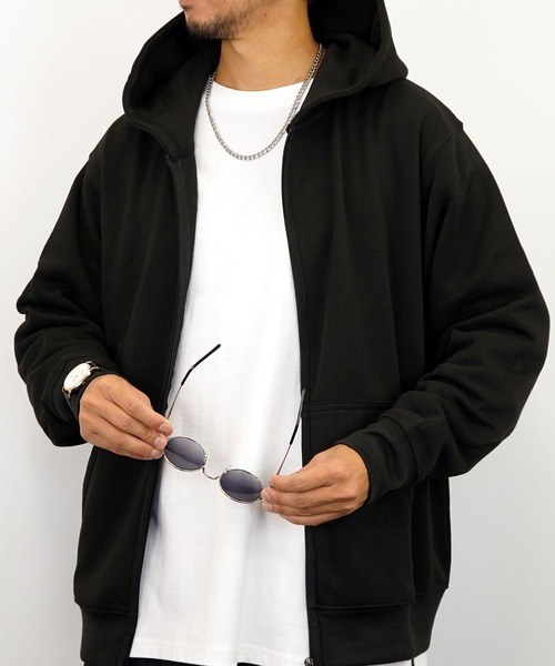 Burner（バーナー）の「【GROOVY STORE】ZIPパーカー　裏起毛（パーカー・メンズ・杢グレー/ライトブラック/ホワイト/ブラック・L/M/LL/4L/3L）」の2枚目の写真