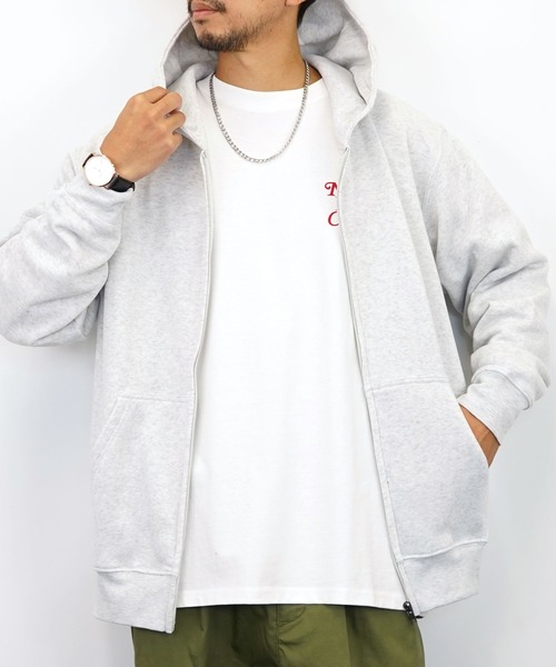 Burner（バーナー）の「【GROOVY STORE】ZIPパーカー　裏起毛（パーカー・メンズ・杢グレー/ライトブラック/ホワイト/ブラック・L/M/LL/4L/3L）」の6枚目の写真