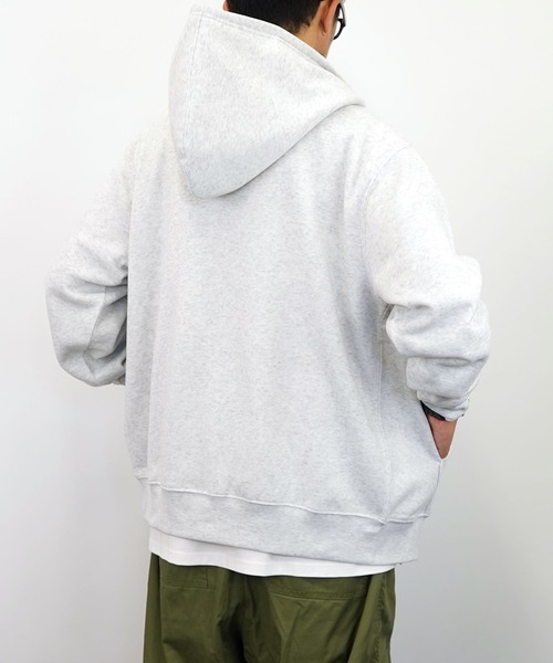 Burner（バーナー）の「【GROOVY STORE】ZIPパーカー　裏起毛（パーカー・メンズ・杢グレー/ライトブラック/ホワイト/ブラック・L/M/LL/4L/3L）」の8枚目の写真