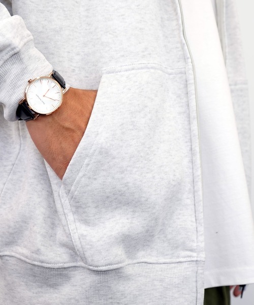 Burner（バーナー）の「【GROOVY STORE】ZIPパーカー　裏起毛（パーカー・メンズ・杢グレー/ライトブラック/ホワイト/ブラック・L/M/LL/4L/3L）」の9枚目の写真