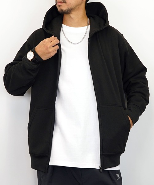 Burner（バーナー）の「【GROOVY STORE】ZIPパーカー　裏起毛（パーカー・メンズ・杢グレー/ライトブラック/ホワイト/ブラック・L/M/LL/4L/3L）」の14枚目の写真