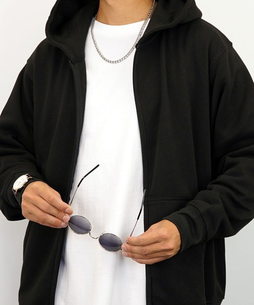 Burner（バーナー）の「【GROOVY STORE】ZIPパーカー　裏起毛（パーカー・メンズ・杢グレー/ライトブラック/ホワイト/ブラック・L/M/LL/4L/3L）」の15枚目の写真