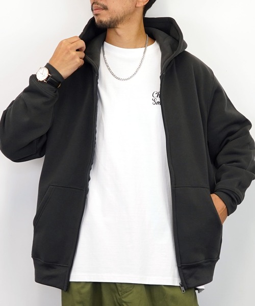 Burner（バーナー）の「【GROOVY STORE】ZIPパーカー　裏起毛（パーカー・メンズ・杢グレー/ライトブラック/ホワイト/ブラック・L/M/LL/4L/3L）」の21枚目の写真