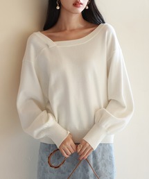 【2way】アシメトリーネックニットプルオーバー