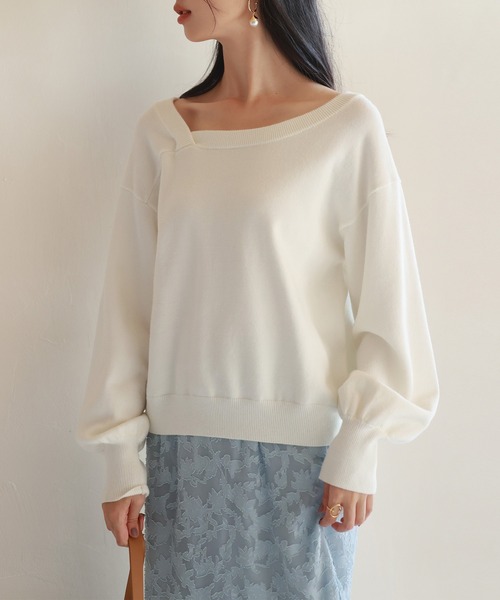 SAISON DE PAPILLON(セゾンドパピヨン)の「【2way】アシメトリーネックニットプルオーバー(ニット/セーター・レディース・ブラック/アイボリー/ピンク・S/L/M)」の7枚目の写真