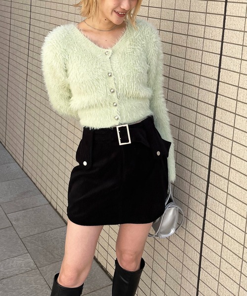 SPIRALGIRL(スパイラルガール)の「シャギーカーデニットトップス(ニット/セーター・レディース・ホワイト/ブラック/グリーン・FREE)」の21枚目の写真