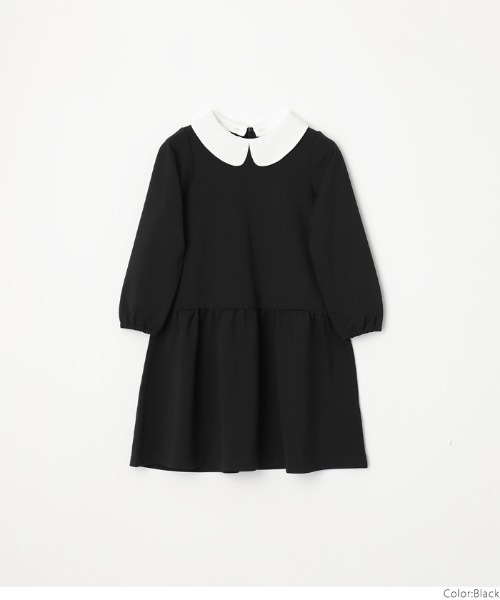 coca（coca）（コカ）の「キッズ ポンチ衿取り外し2WAYワンピース（ワンピース・キッズ・ブラック/ネイビー・120/130/110）」の2枚目の写真