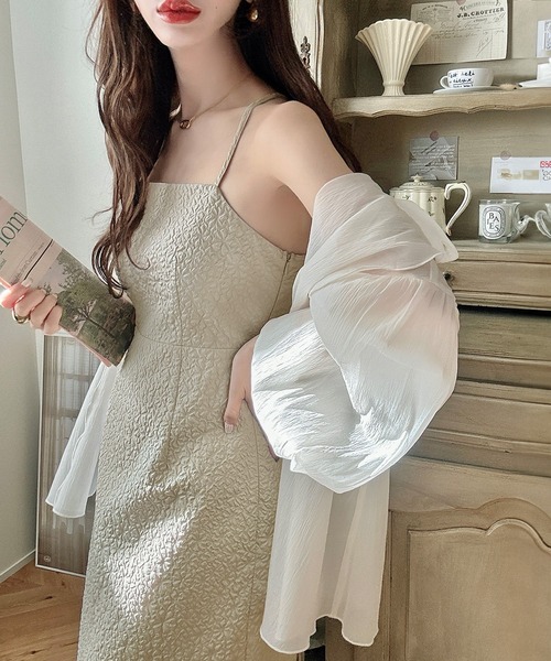 Meiru（メイル）の「バックリボンジャガードタイトキャミワンピース