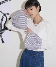 ベルスリーブ異素材切替カフトップス