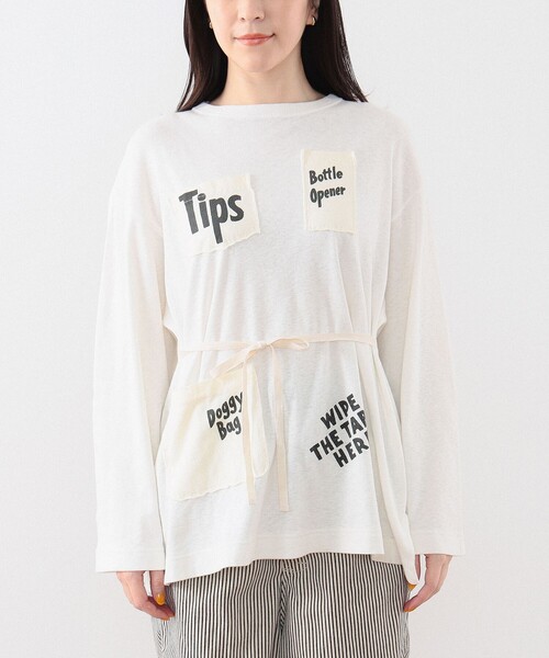 「BEAMS BOY」 長袖カットソー ONE SIZE ホワイト×ピンク レディース BEAMS BOY 「BEAMS BOY」 長袖カットソー ONE SIZE ホワイト