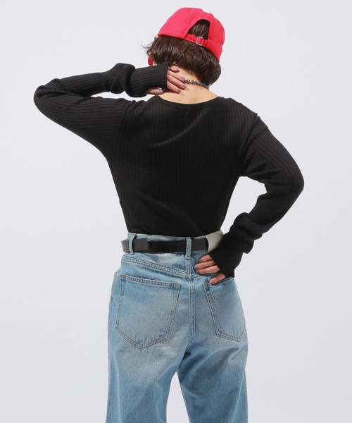 PAGEBOY（ページボーイ）の「パッチワークミニTOPS（ニット/セーター・レディース・オフホワイト/ブラック・FREE）」の18枚目の写真