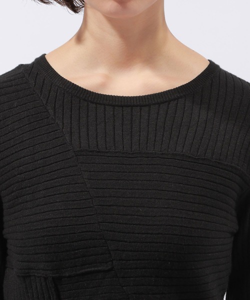 PAGEBOY（ページボーイ）の「パッチワークミニTOPS（ニット/セーター・レディース・オフホワイト/ブラック・FREE）」の6枚目の写真