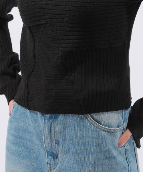 PAGEBOY（ページボーイ）の「パッチワークミニTOPS（ニット/セーター・レディース・オフホワイト/ブラック・FREE）」の8枚目の写真