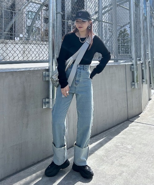 PAGEBOY（ページボーイ）の「パッチワークミニTOPS（ニット/セーター・レディース・オフホワイト/ブラック・FREE）」の21枚目の写真