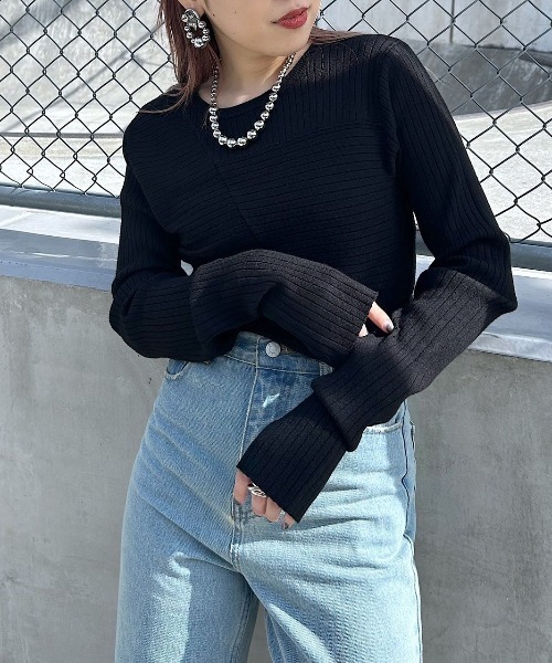 PAGEBOY（ページボーイ）の「パッチワークミニTOPS（ニット/セーター・レディース・オフホワイト/ブラック・FREE）」の22枚目の写真