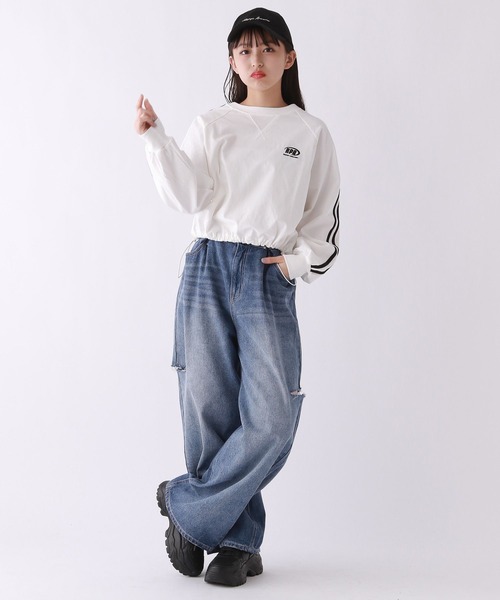 repipi armario(レピピ アルマリオ)の「サイドラインショートロンT(Tシャツ/カットソー・キッズ・グレー/ホワイト/ブラック・MEDIUM/LARGE/SMALL)」の9枚目の写真