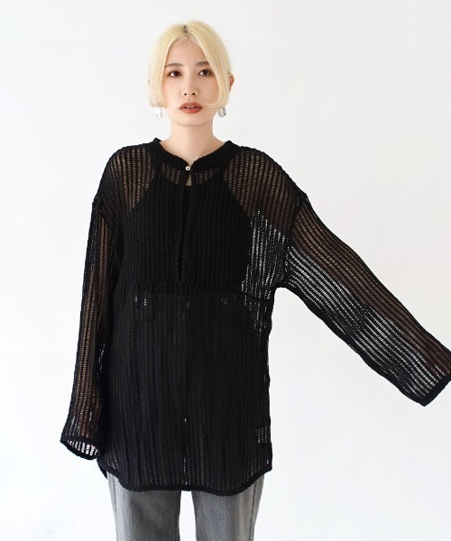 e-zakkamania stores（イーザッカマニアストアーズ）の「メッシュ ロングスリーブ プルオーバー（Tシャツ/カットソー・レディース・アイボリー/ブラック・M）」の10枚目の写真