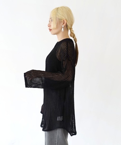 e-zakkamania stores（イーザッカマニアストアーズ）の「メッシュ ロングスリーブ プルオーバー（Tシャツ/カットソー・レディース・アイボリー/ブラック・M）」の11枚目の写真