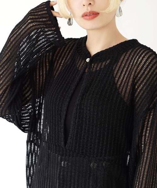 e-zakkamania stores（イーザッカマニアストアーズ）の「メッシュ ロングスリーブ プルオーバー（Tシャツ/カットソー・レディース・アイボリー/ブラック・M）」の12枚目の写真