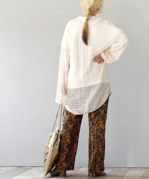 e-zakkamania stores（イーザッカマニアストアーズ）の「メッシュ ロングスリーブ プルオーバー（Tシャツ/カットソー・レディース・アイボリー/ブラック・M）」の4枚目の写真