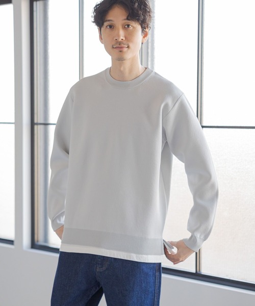 GLOBAL WORK(グローバルワーク)の「リッチライトニットレイヤード/986885(ニット/セーター・メンズ・ネイビー/ライトグリーン/ライトグレー・SMALL/MEDIUM/X-LARGE/LARGE)」の6枚目の写真