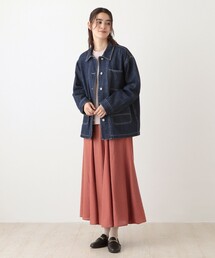 アフタヌーンティー　オーガビッツミドル丈デニムジャケット セール】オーガビッツミドル丈デニムジャケット（デニム