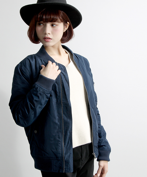 WEGO(ウィゴー)の「WEGO/MA-1(ミリタリージャケット・レディース・ブラック/グレー/グリーン/ネイビー/ワイン・FREE)」の4枚目の写真