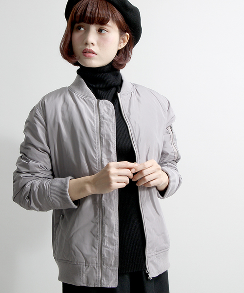 WEGO(ウィゴー)の「WEGO/MA-1(ミリタリージャケット・レディース・ブラック/グレー/グリーン/ネイビー/ワイン・FREE)」の3枚目の写真