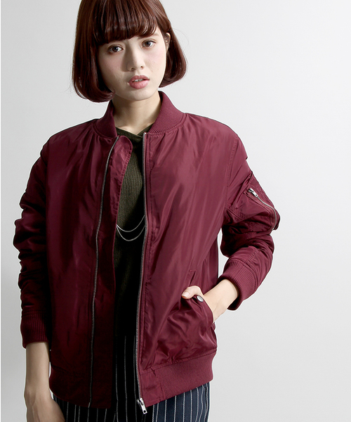 WEGO(ウィゴー)の「WEGO/MA-1(ミリタリージャケット・レディース・ブラック/グレー/グリーン/ネイビー/ワイン・FREE)」の5枚目の写真