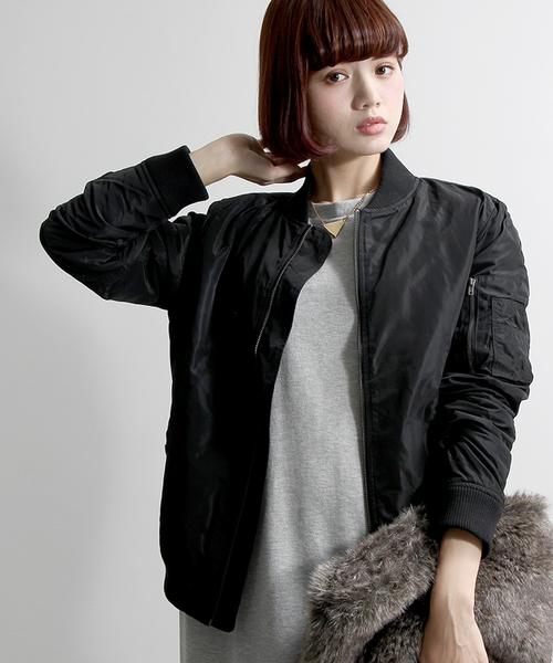 WEGO(ウィゴー)の「WEGO/MA-1(ミリタリージャケット・レディース・ブラック/グレー/グリーン/ネイビー/ワイン・FREE)」の2枚目の写真