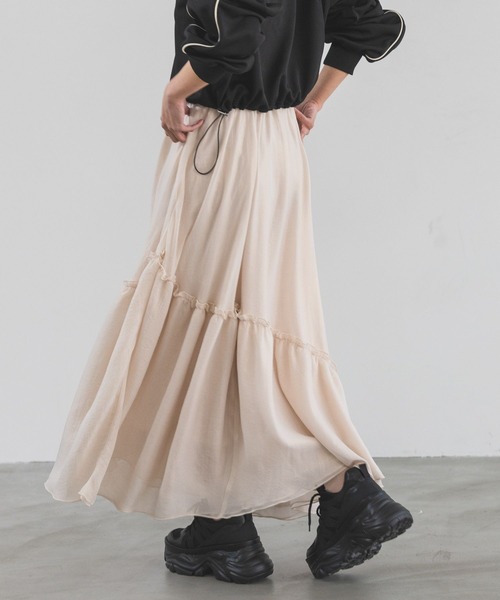 PAGEBOY（ページボーイ）の「イレヘムティアードスカート（スカート・レディース・アイボリー/ブラック/オフホワイト・FREE）」の7枚目の写真